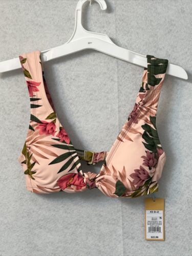 Primary image for Kona Sol™- Women' Center Tie-Front Bralette Bikini Top Tropical - Size XS(0-2)