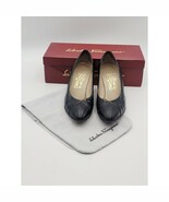 Salvatore Ferragamo Black Leather &amp; Lizard Classic Heel Pumps Sz 7 B Wom... - $84.18 CAD
