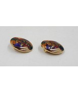 Oval Gold Tone Swirl Glitter Enameled Clip On Earrings Ubranded - $15.99