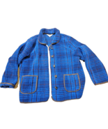 Orvis Pile Fleece Coat Womens  Toggle Buttons Blue Plaid Jacket XL - $29.69