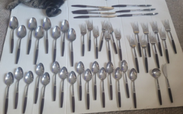 Vintage Large Lot of Silverware 50 Pieces Canoe Handle Interpur Stainles... - $79.99