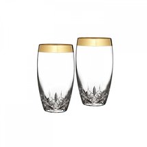 Waterford Lismore Essence Wide Gold Band Highball Glass, Pair - £108.75 GBP