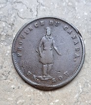 1852 Quebec Half-Penny Bank Token - Province Du Canada Un Sou - $22.59