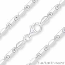 4mm Bar Bead Heshe Link Solid .925 Italy Sterling Silver Italian Chain Necklace - £128.16 GBP+