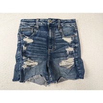 American Eagle Curvy Hi-Rise Shortie Denim Shorts Size 8 Distressed - £13.32 GBP