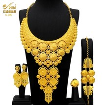 ANIID Dubai Big 4PCS African Gold Color Jewelry Necklace Sets For Women Bridal W - £54.67 GBP