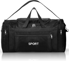  Bag 22&quot; Basics Medium Gym Bag Black Overnight Travel Luggage Bag with Zip - £26.12 GBP