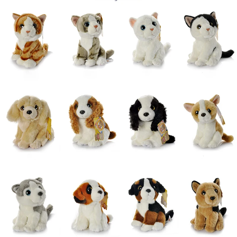 7&quot; Lifelike Dog Plush Toy Real Life Cat Stuffed Toys Soft Husky Shepherd Dog - £10.75 GBP