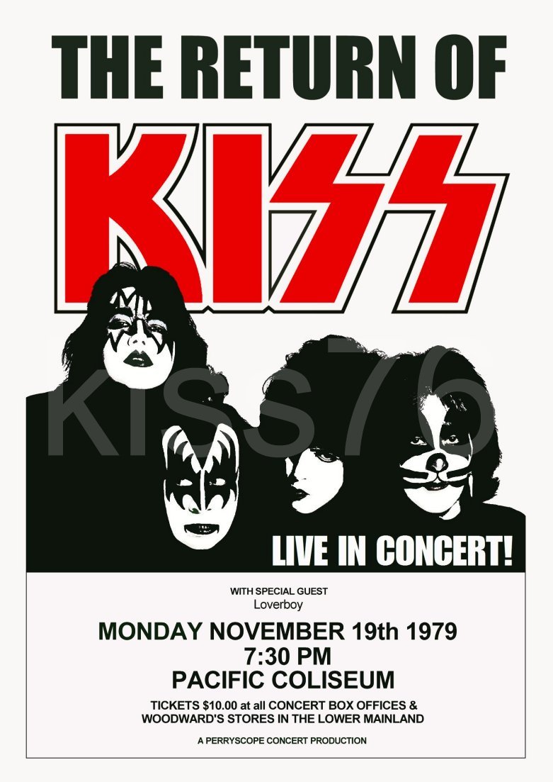 KISS 18 x 26 &quot;Return Of KISS&quot; 11/19/79 Pacific Coliseum Custom Concert P... - $35.00