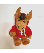 Stuffed Animal House Curly Critters Monty Moose 10&quot; Plush Red Hoodie Toy - $17.17