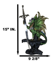 Green Knight Armored Rune Dragon With Gothic Skull Sword Letter Opener F... - £41.57 GBP
