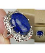 vintage blue lapis lazuli STERLING SILVER womens ring 925 stone size 6 - $59.99