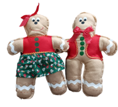 Gingerbread Boy &amp; Girl 14&quot; Plush Christmas Decor SET OF 2 Christmas Deco... - $15.83