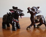Lot of 2x Redware Vintage Boho Donkey Figurine Brown Glaze Ceramics Japan - £9.48 GBP