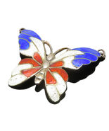 SIAM 925 Sterling Silver  Vintage Enamel Coated Butterfly Pendant  PT10444 - $83.02