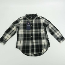Chaps Boys Black Plaid Button Down Shirt Size 4 - $13.86