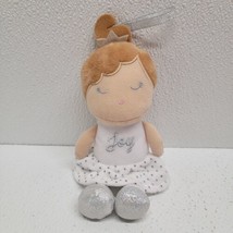Baby Starters Plush Doll Ornament Brunette White Dress Christmas Joy 8&quot; - $20.00 CAD