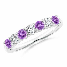 ANGARA Half Eternity Seven Stone Amethyst and Diamond Wedding Band in 14... - £1,159.20 GBP