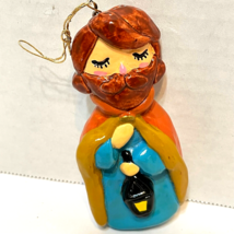 Vintage Handmade in Japan Hand Painted Ceramic Wise Man Christmas Ornament 4&quot; - £11.72 GBP