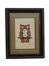 Owl Watch Parts Art by Girard Dearborn Michigan Framed Décor - £18.81 GBP