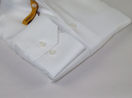 Mens ENZO Egyptian Soft Cotton Dress Shirt Barrel Cuff Wrinkle Free 61101 White image 5