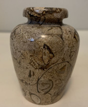 Polished Hand Made Jasper 2.75” Bud Vase Semi Precious Stone Coral &amp; Fossil - $37.99
