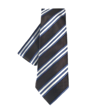 St. Patrick Men&#39;s Tie &amp; Hanky Set Brown Navy Royal Blue White Striped 3.5&quot; Wide - £15.71 GBP