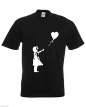 Mens T-Shirt Banksy Girl Heart Balloon, Lonely Girl tShirt Romantic Love Shirt - £19.75 GBP