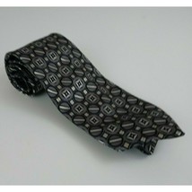 Vintage Towncraft Gray &amp; Silver Tie With Circles &amp; Diamonds Design - £13.17 GBP