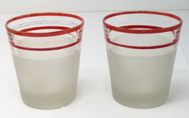 Old Fashioned Rocks Frosted Cocktail Glasses With Red Bands Set of 2 - $18.95