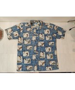 Hook &amp; Tackle All Over Print Button Up Shirt Adult Size L Marlin Fish Na... - £15.80 GBP