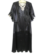 Antique 1920s Art Deco Black Silk Satin Flapper Dress Beaded Bolero M Ga... - $12,667.40 MXN