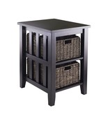 Espresso 3 Tier Bookcase Shelf Accent Table with 2 Small Storage Baskets - €178,89 EUR