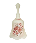 Fenton Matte White Bell Hand painted Pink Floral and Signed - $67.22 CAD