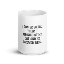 I Can Be Social. Today I Meowed At My Cat And He Meowed Back 15oz Fun Cat Mug - £15.97 GBP