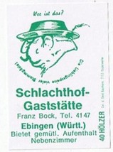 Matchbox Label Germany Schlachthof Gaststatte Ebingen - £0.77 GBP