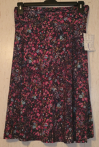 NWT WOMENS LuLaRoe &quot;Azure&quot; NAVY W/ FLORAL PRINT PULL ON KNIT SKIRT SIZE ... - £19.48 GBP