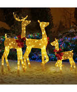3-Piece Lighted Christmas Reindeer Family Set Outdoor Decorations, Weath... - $522.21 CAD