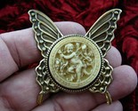 cs54-19) Cherub garden tan off white Cameo butterfly Pin Pendant Jewelry... - $28.97