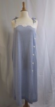 VTG 60/70s Lily of France Striped Blue nautical Lace House Dress Loungewear S - £24.60 GBP