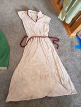 VTG 1970s 80&#39;s 70&#39;s Women&#39;s Dress Terry Cloth Short Sleeve Dress Tan col... - £23.73 GBP