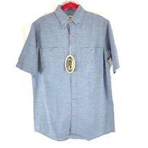 Backpacker Mens Shirt Button Down Short Sleeve Cotton Blend Stretch Blue S - £11.48 GBP