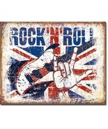 Rock &amp; Roll British Invasion Distressed Retro Funny Humor Poster Metal T... - £12.63 GBP