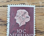 Netherlands Stamp Queen Juliana 10c Used Fancy Cancel Pen Design 775 - $2.84