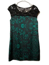 Express Women’s Blue Green Sleeveless Dress Size Small Black Lace Detail - £13.23 GBP