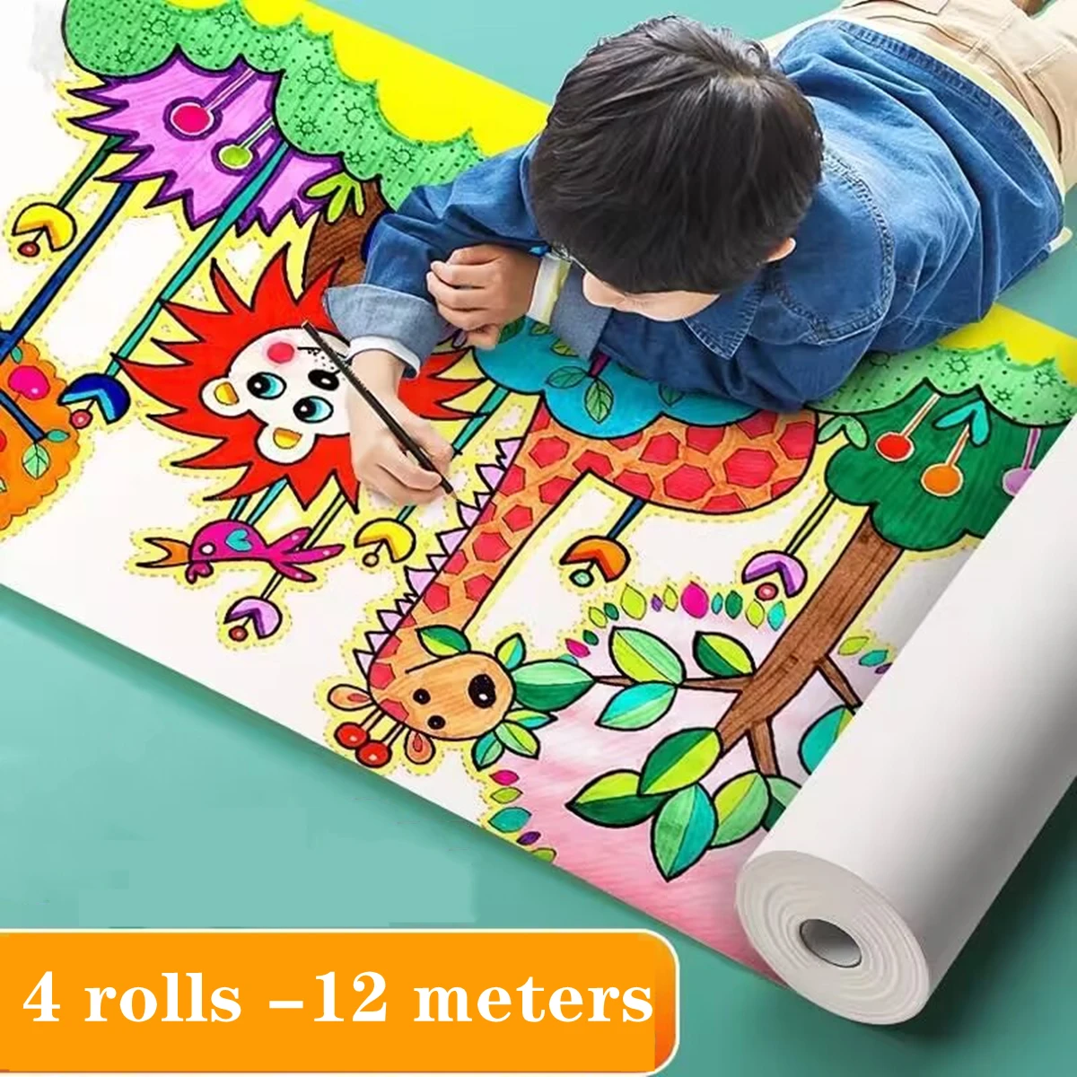 12 Meters Children&#39;s Drawing Roll Color Filling Paper Graffiti Scroll Coloring - £13.50 GBP+