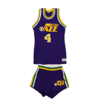 Vintage 80s Sand Knit Mens Small Utah Jazz Adrian Dantley Basketball Uniform USA - £221.50 GBP