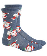 Womens Crew Socks Santa and Mrs. Claus Blue CHARTER CLUB - NWT - £2.87 GBP