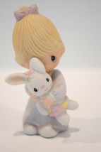 Precious Moments: Jesus Loves Me - E-9279 - Girl With Rabbit - Classic Figure - £11.25 GBP