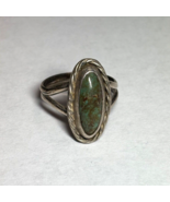 Vintage Southwestern Sterling Silver Oval Turquoise Rope Style Ring Size... - $48.95
